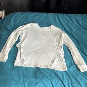 abercrombie kids white ruffle-side sweatshirt